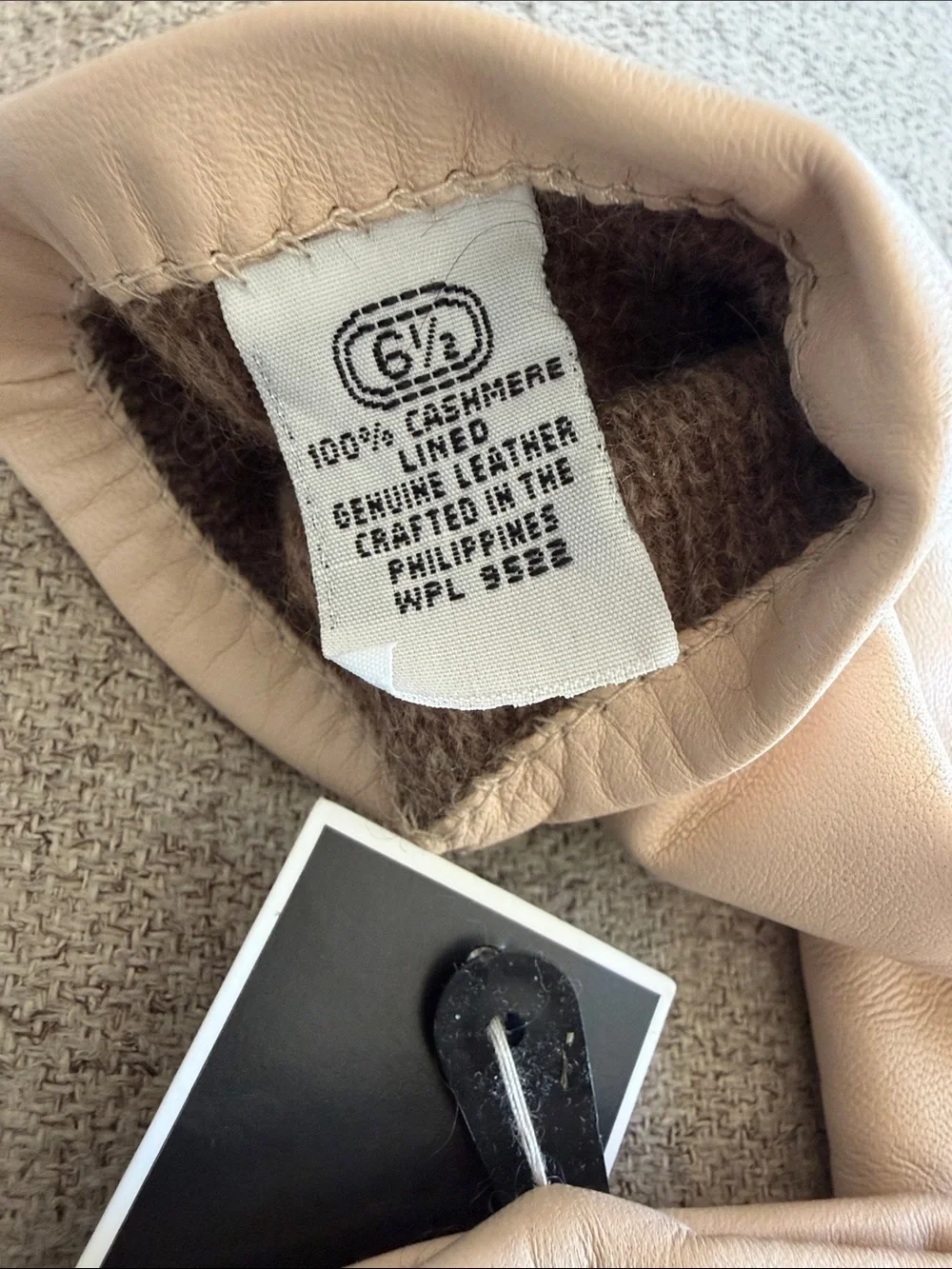 Alfani Ecru Leather Cashmere-Lined Gloves NWT Size 6.5 | Luxury Winter Essential